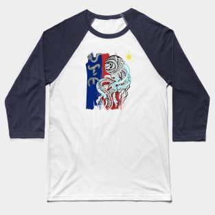 Philippine Flag-Tribal line Art Jellyfish / Baybayin word Alon (Waves) Baseball T-Shirt